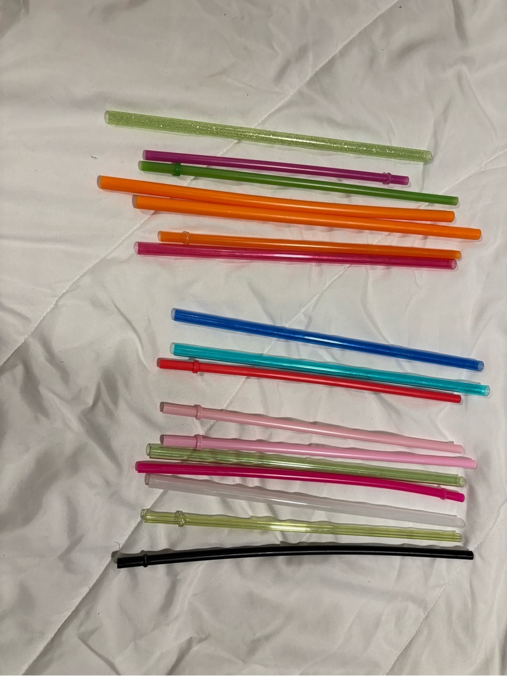 Assorted Color Reusable plastic drinking straws- Multi-Color Pack of 17